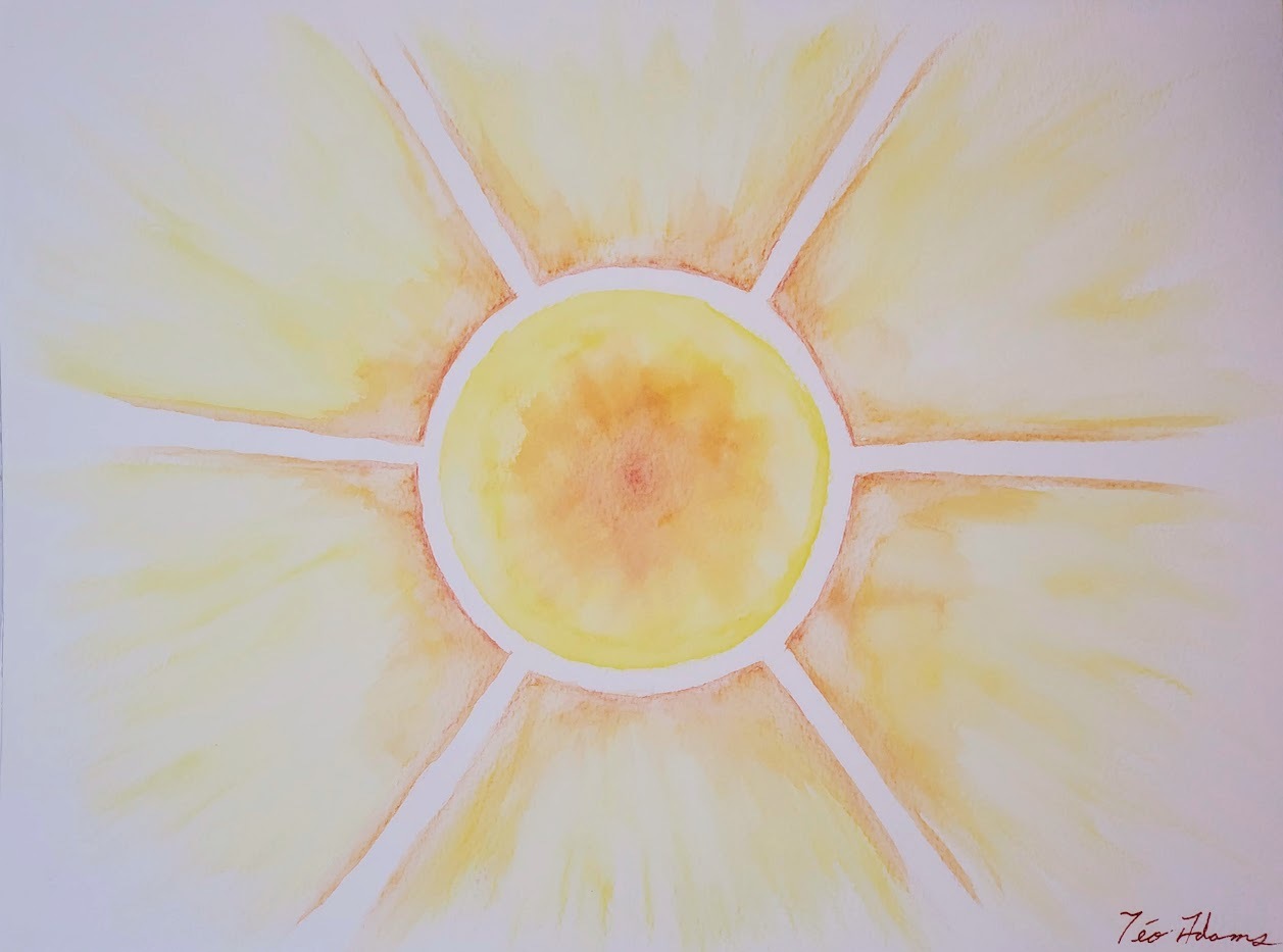 Watercolour painting of the sun