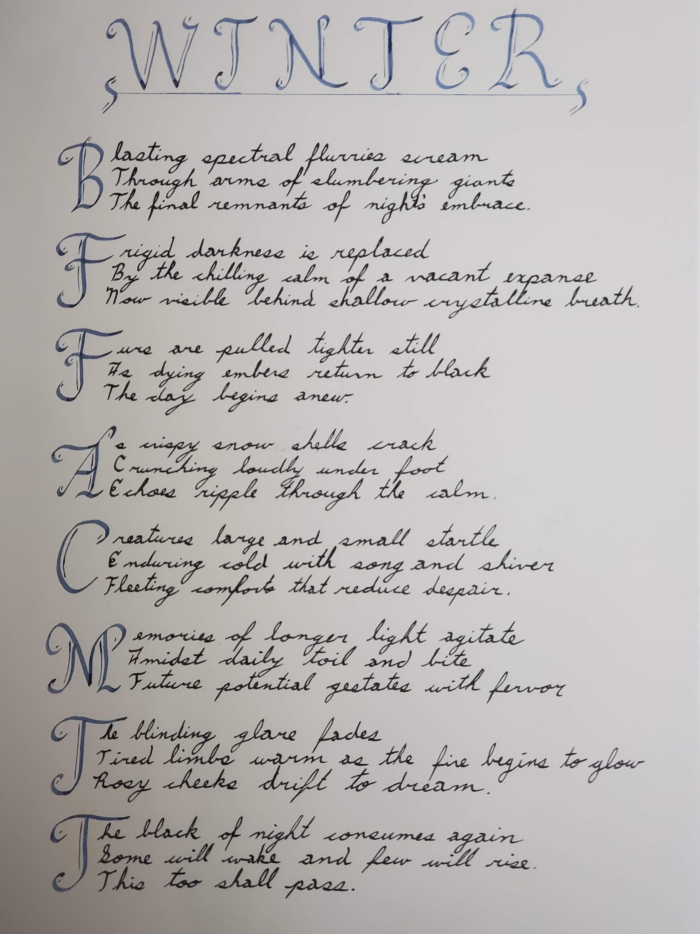 A poem written in calligraphy