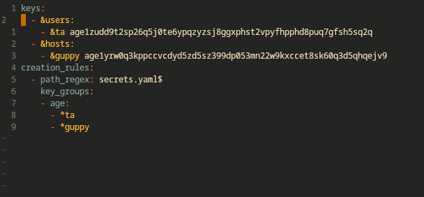 example .sops.yaml file